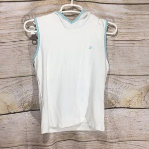 So Sporty large hooded tank white and teal